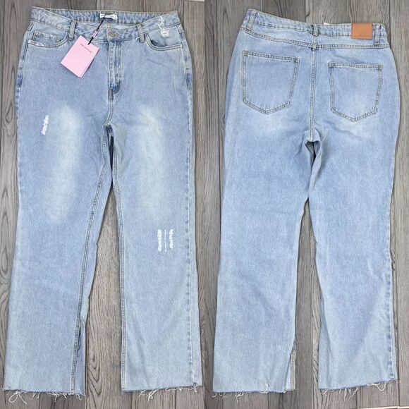 Avec Les Filles Denim - Avec Les Filles Size 31 Cotton Straight Leg Distressed High Rise Denim NEW Jeans